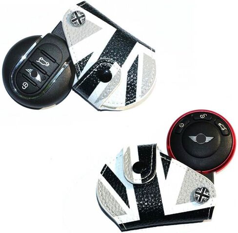 iJDMTOY Black White Union Jack UK Flag Style Key Fob Cover Holder Compatible With 2008-up MINI Cooper R55 R56 R57 R58 R59 R60 R61 F56 in Saudi Arabia