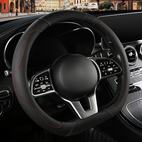 Microfiber Leather Steering Wheel Cover, for Mercedes Benz A250e Hatchback 2021-2025 Car Wheel Protector,Non-Slip Car Wheel Cover Protector Type D and Type O,Black-D in Saudi Arabia