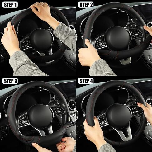Microfiber Leather Steering Wheel Cover, for Mercedes Benz A250e Hatchback 2021-2025 Car Wheel Protector,Non-Slip Car Wheel Cover Protector Type D and Type O,Black-D in Saudi Arabia