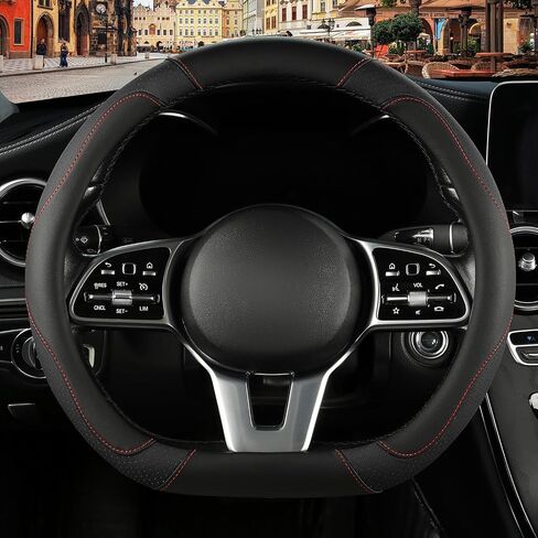 Microfiber Leather Steering Wheel Cover, for Mercedes Benz A250e Hatchback 2021-2025 Car Wheel Protector,Non-Slip Car Wheel Cover Protector Type D and Type O,Black-D in Saudi Arabia