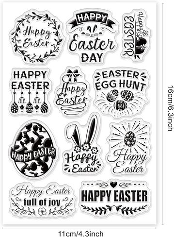 Globleland Easter Eggs Clear Stamps for Card Making Easter Bunny Silicone Clear Stamps Freeings Happy Easter Hell in Saudi Arabia