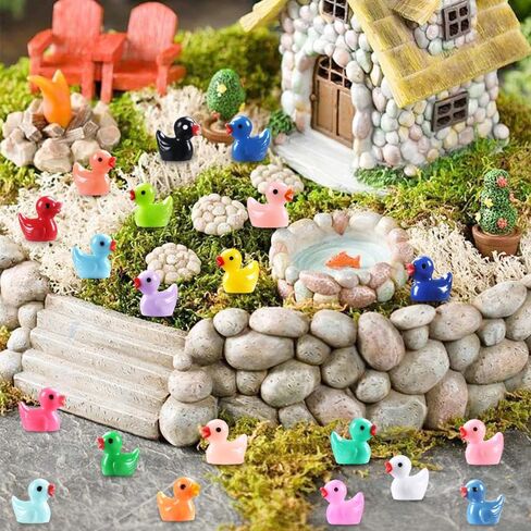 100pcs Mini Glitter Ducks Colorful Tiny Small Little Resin Ducks to Hide Plastic Animal Figures for for Dollhouse Micro Dollhouse Landscape Aquarium Decorations in Kuwait