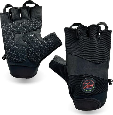Zoom Urban Gear Padded Fingerless Gloves – Anti-Slip Shock-Absorbing Gloves for Cycling, Weight Lifting, Motorcycles, BMX, MTB, Dirt Bikes, Electric Scooters, & Wheelchairs – Breathable, Lightweight in Saudi Arabia