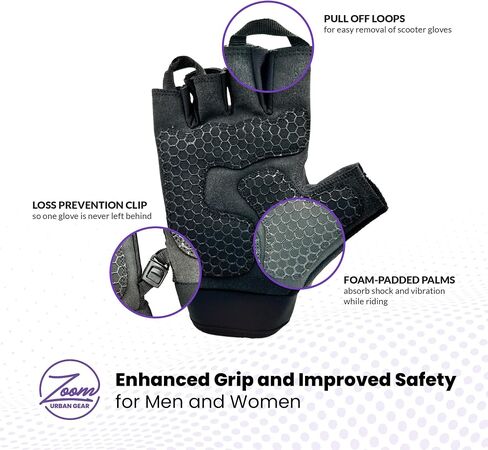 Zoom Urban Gear Padded Fingerless Gloves – Anti-Slip Shock-Absorbing Gloves for Cycling, Weight Lifting, Motorcycles, BMX, MTB, Dirt Bikes, Electric Scooters, & Wheelchairs – Breathable, Lightweight in Saudi Arabia