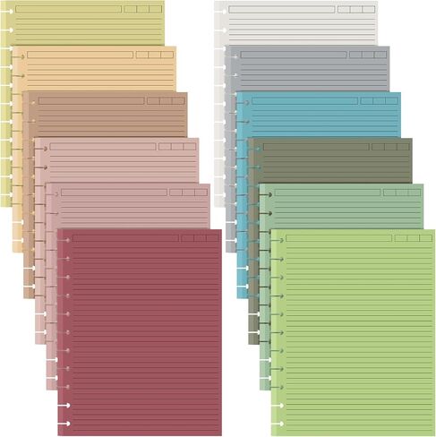PerKoop 12 Pack 240 Sheets Colored Discbound Refill Paper 8.5 x 11 Inch College Ruled 11 Disc Letter Size Lined Paper Multicolored Refill Notebooks for Journaling (Dream Color) in Kuwait