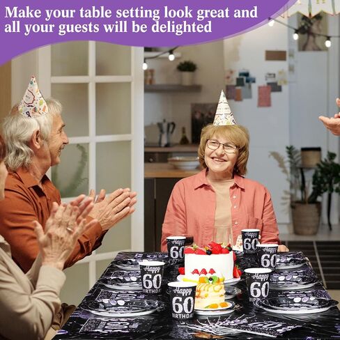 Pickmesh 202 Pcs 50th Birthday Party Decorations Supplies for 50 Guests Include Purple Black Happy 50th Birthday Paper Plates Napkins Cups and Plastic Tablecloth for Men Woman 50th Birthday Party in Saudi Arabia