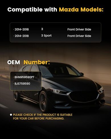 Power Window Regulator Without Motor,Front Driver Side Compatible with Mazda 3 & Mazda 3 Sport 2014 2015 2016 2017 2018,Replace# BHN959590PT BJS759590 BHN9-59-590-PT in Kuwait