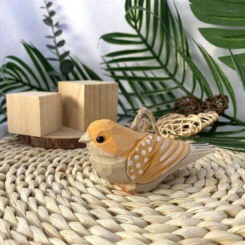 2PCS Small Carved Wooden Birds, Handmade Bird Statue Carved Rustic Animal Bird Sculpture Miniature Art Carve Small Animal for Home Decor. in Kuwait