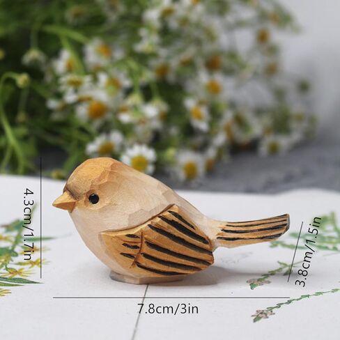 2PCS Small Carved Wooden Birds, Handmade Bird Statue Carved Rustic Animal Bird Sculpture Miniature Art Carve Small Animal for Home Decor. in Kuwait