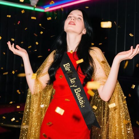 عيد ميلاد Baddie Sash ، قطعة قماش ناعمة ، عيد ميلاد سعيد مع دبوس السلامة للنساء اللوازم زخرفة الحفلات فتاة (أسود وفضي) in Saudi Arabia