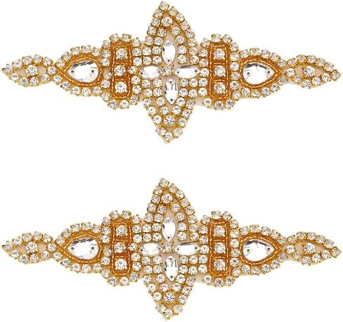 FINGERINSPIRE 8 PCS 4Style Crystal Rhinestone Applique Wedding Rhinestone Appliques Iron on/Sew on Rhinestone Bridal Patches, Silver Bridal Wedding Appliques for Wedding Dress Belt Decoration in Saudi Arabia