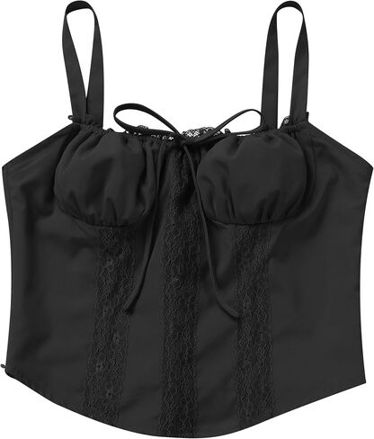 FYMNSI Women Corset Lace Up Cami Crop Top Sexy Slim Bodyshaper Bustier Tees Shirt Blouse Spaghetti Strap Backless Summer Tops in Saudi Arabia