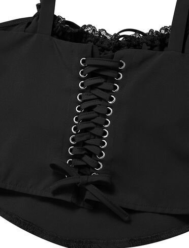 FYMNSI Women Corset Lace Up Cami Crop Top Sexy Slim Bodyshaper Bustier Tees Shirt Blouse Spaghetti Strap Backless Summer Tops in Saudi Arabia