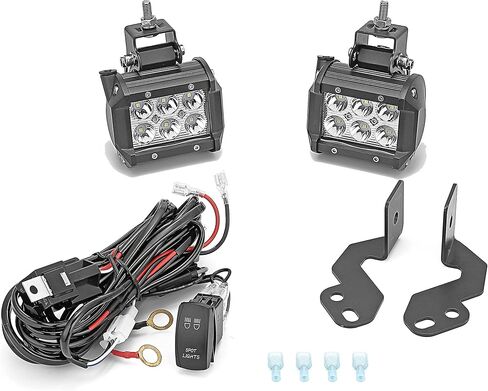 2pcs 4 بوصة 18W RZR LED SPOT LIGH PODS ، مع مجموعة الأسلاك مفتاح الروك وأقواس التثبيت قفص لفائف A-PILLAR متوافقة مع Polaris RZR XP 1000 900 800 in Saudi Arabia