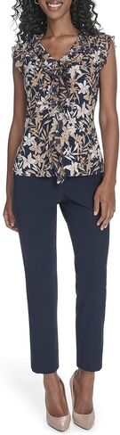 Tommy Hilfiger Women's Sleeveless Mix Media Ruffle Front Blouse in Saudi Arabia