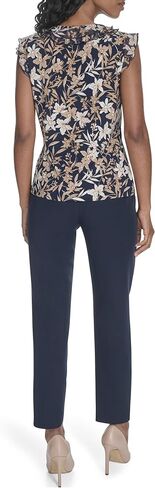 Tommy Hilfiger Women's Sleeveless Mix Media Ruffle Front Blouse in Saudi Arabia