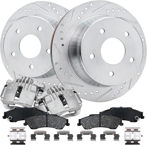 Detroit Axle - مجموعة الفرامل الخلفية لـ Chevy Blazer S10 GMC Jimmy Sonoma Isuzu Hombre Olds Bravada ، حفر ودوار فرامل محفور ، قرص فرامل الفرامل السيراميك بديل in Saudi Arabia