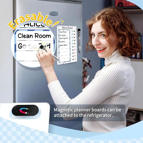 الرسم البياني للأطفال - الرسم البياني الروتيني اليومي ، قائمة مراجعة الصباح/النوم ، والمغناطيسية للقيام بها ، والجدول الزمني المرئي للمحو الجاف ، ومخطط شريط التمرير للثلاجة in Kuwait