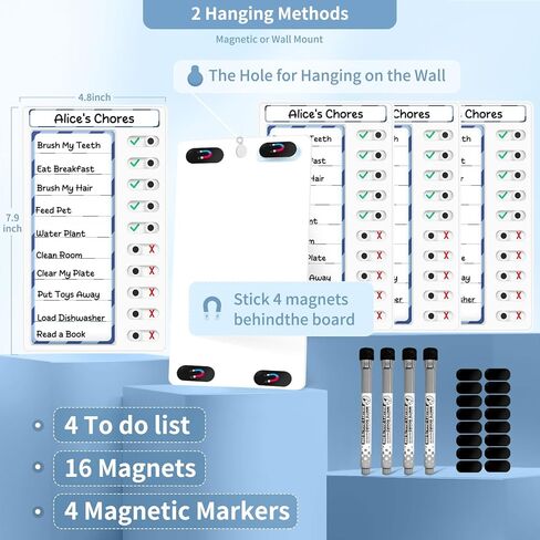 الرسم البياني للأطفال - الرسم البياني الروتيني اليومي ، قائمة مراجعة الصباح/النوم ، والمغناطيسية للقيام بها ، والجدول الزمني المرئي للمحو الجاف ، ومخطط شريط التمرير للثلاجة in Kuwait