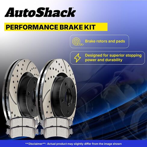 AutoShack Front Brake Kit Replacement for 2006-2018 Ram 1500 4WD RWD Drilled & Slotted E-Coated Disc Brake Rotors Black Ceramic Brakes Pads 13.22" 335.8 mm SCDPR63007630071084 in Saudi Arabia