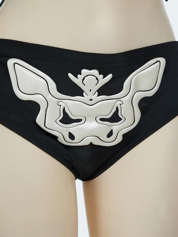 Meowcos Goth Bikini Swimsuit Gothic الفريد من نوعه سوداء طباعة الباحة بدلة السباحة على الطراز الداكن القوطي in Saudi Arabia