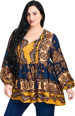 Women's Plus Size Cara Blouson Peasant Blouse in Saudi Arabia