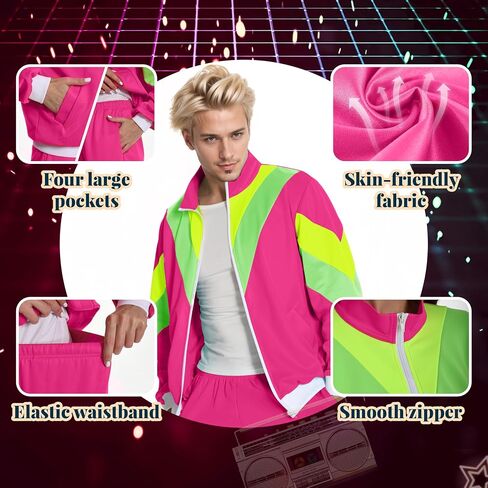 Seawhisper 80s 90s Outfit for Men Women Retro Track Suits Hip Hop Halloween Costume in Saudi Arabia