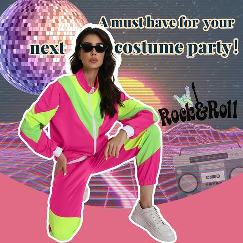 Seawhisper 80s 90s Outfit for Men Women Retro Track Suits Hip Hop Halloween Costume in Saudi Arabia