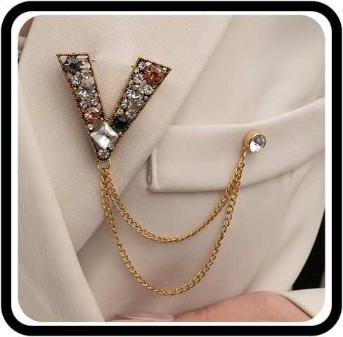 Shining Rhinestone Large Tassel Brooch Pins for Women,Vintage Statement Cubic Zirconia Suit Coat Brooch Pins Medieval Prom Anniversary Jewelry Gifts in Kuwait