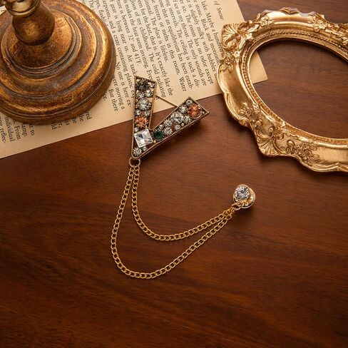 Shining Rhinestone Large Tassel Brooch Pins for Women,Vintage Statement Cubic Zirconia Suit Coat Brooch Pins Medieval Prom Anniversary Jewelry Gifts in Kuwait