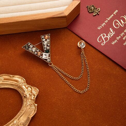 Shining Rhinestone Large Tassel Brooch Pins for Women,Vintage Statement Cubic Zirconia Suit Coat Brooch Pins Medieval Prom Anniversary Jewelry Gifts in Kuwait