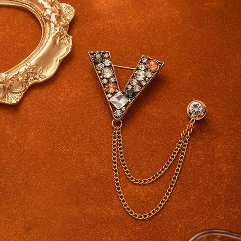 Shining Rhinestone Large Tassel Brooch Pins for Women,Vintage Statement Cubic Zirconia Suit Coat Brooch Pins Medieval Prom Anniversary Jewelry Gifts in Kuwait