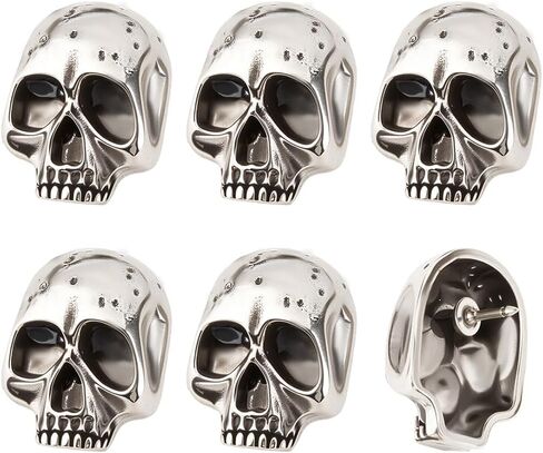 PH PandaHall 6pcs Gothic Skull Brooch, Skeleton Head Breast Pin Alloy Skulls Pins Antique Silver Punk Style Skulls Badge Pins Skull Lapel Pin for Cloths Bags Hats Costume Accessories in Saudi Arabia