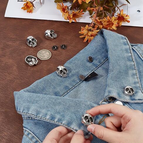 PH PandaHall 6pcs Gothic Skull Brooch, Skeleton Head Breast Pin Alloy Skulls Pins Antique Silver Punk Style Skulls Badge Pins Skull Lapel Pin for Cloths Bags Hats Costume Accessories in Saudi Arabia