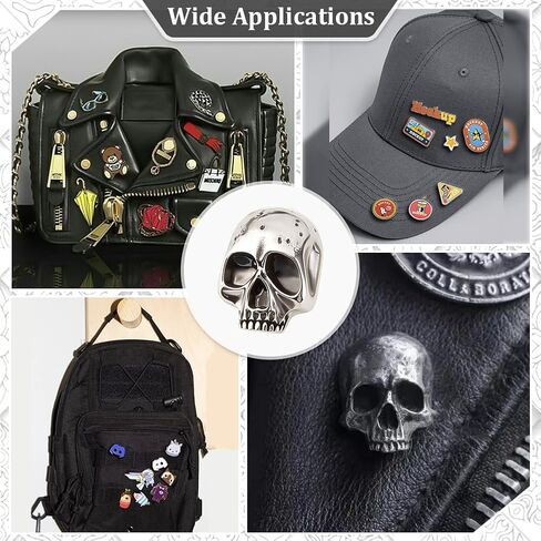 PH PandaHall 6pcs Gothic Skull Brooch, Skeleton Head Breast Pin Alloy Skulls Pins Antique Silver Punk Style Skulls Badge Pins Skull Lapel Pin for Cloths Bags Hats Costume Accessories in Saudi Arabia