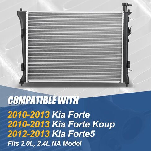 Auto Dynasty Radiator Compatible with 2010-2013 Forte Koup Forte5 2.0L 2.4L NA, DPI 13133 Factory Style 1-Row Cooling Radiator, Aluminum Core in Saudi Arabia