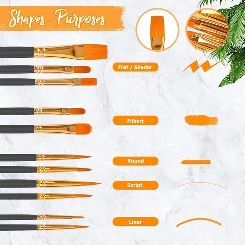 Soucolor Acrylic Paint Brushes Set, Easter Basket Stuffers, 20Pcs Round Pointed Tip Artist Paintbrushes for Acrylic Oil Watercolor Canvases Rock Body Face Nail Miniature Detailing Drawing Art Supplies in Kuwait