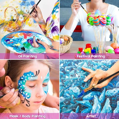 Soucolor Acrylic Paint Brushes Set, Easter Basket Stuffers, 20Pcs Round Pointed Tip Artist Paintbrushes for Acrylic Oil Watercolor Canvases Rock Body Face Nail Miniature Detailing Drawing Art Supplies in Kuwait