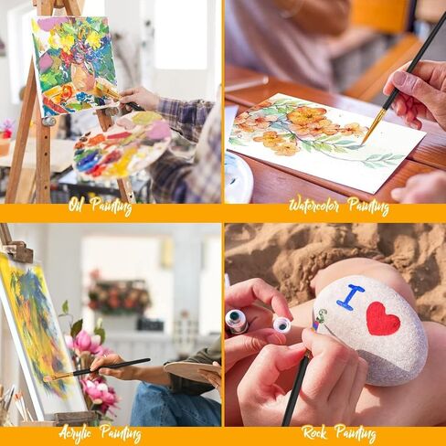 Soucolor Acrylic Paint Brushes Set, Easter Basket Stuffers, 20Pcs Round Pointed Tip Artist Paintbrushes for Acrylic Oil Watercolor Canvases Rock Body Face Nail Miniature Detailing Drawing Art Supplies in Kuwait