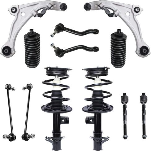 Detroit Axle - مجموعة التعليق 12PC الأمامية لعام 2007-2013 Nissan Altima ، اثنين من الدعامات ث/لفائف الينابيع ، 2 أذرع التحكم السفلى ، 2 قضبان الترجيع ، 4 قضبان التعادل ، 2 أحذية ، 2008 2008 2010 2011 2012 البديل in Saudi Arabia