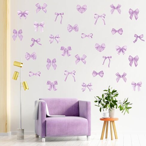 A1diee Bowtie Decal Pink Bow Wall Stickers - 60Pcs Watercolor Coquette Aesthetic Wall Stickers Light Pink Bow Knot Wall Art Decor Vinyl Peel and Stick Room Decor for Kindergarten Nursery Bedroom in Kuwait