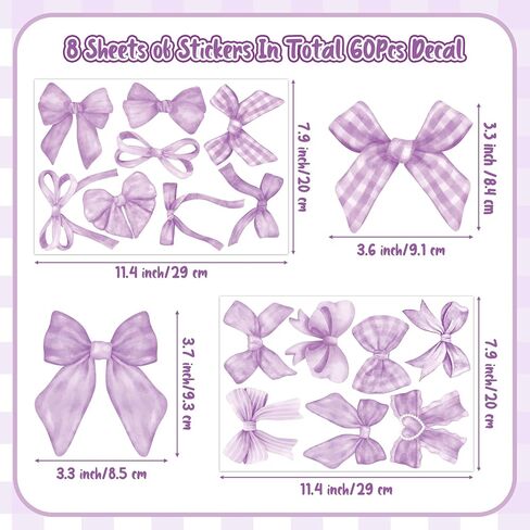 A1diee Bowtie Decal Pink Bow Wall Stickers - 60Pcs Watercolor Coquette Aesthetic Wall Stickers Light Pink Bow Knot Wall Art Decor Vinyl Peel and Stick Room Decor for Kindergarten Nursery Bedroom in Kuwait
