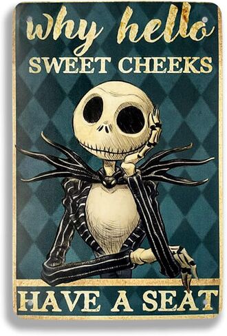 WHY HELLO SWEET CHEEKS HAVE A SEAT - Vintage Metal Tin Signs Retro Halloween Wall Decorations for Kitchen Bathroom 12" X 8" in Saudi Arabia