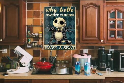 WHY HELLO SWEET CHEEKS HAVE A SEAT - Vintage Metal Tin Signs Retro Halloween Wall Decorations for Kitchen Bathroom 12" X 8" in Saudi Arabia