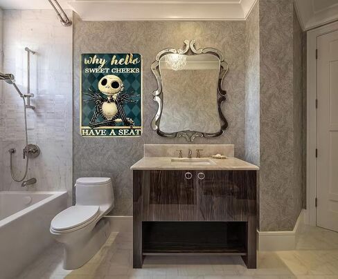 WHY HELLO SWEET CHEEKS HAVE A SEAT - Vintage Metal Tin Signs Retro Halloween Wall Decorations for Kitchen Bathroom 12" X 8" in Saudi Arabia