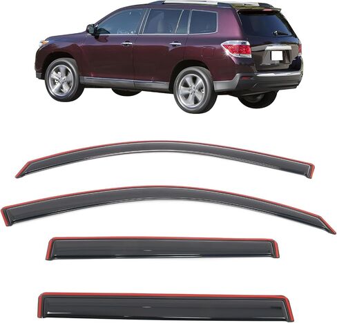 Ikon Motorsports in Channel Window ، متوافقة مع 2008-2013 Toyota Highlander & Highlander Hybrid ، حراس المطر الأكريليكي النحيف ، انحراف الرياح النافذة الجانبية 4pcs in Saudi Arabia