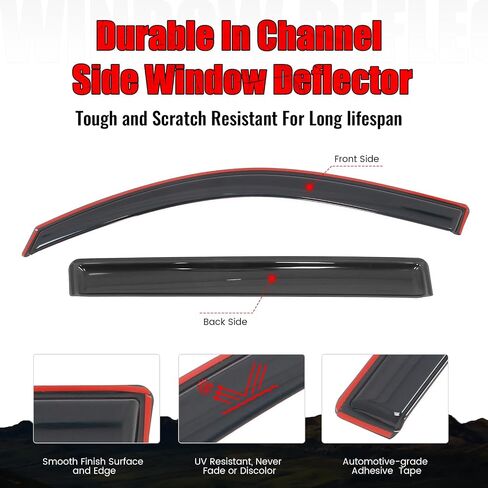 Ikon Motorsports in Channel Window ، متوافقة مع 2008-2013 Toyota Highlander & Highlander Hybrid ، حراس المطر الأكريليكي النحيف ، انحراف الرياح النافذة الجانبية 4pcs in Saudi Arabia
