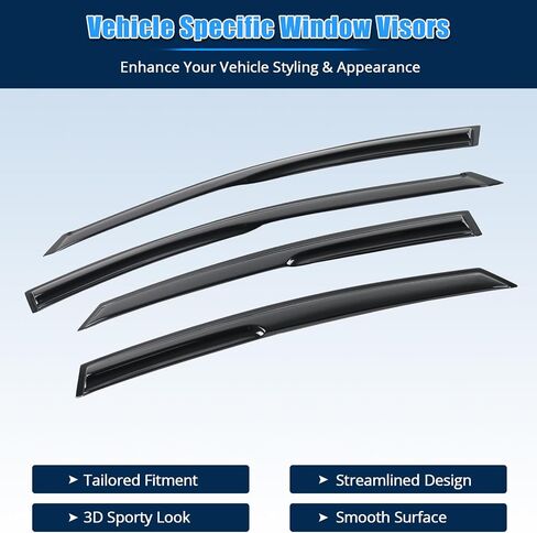 FreeMotor802 Tape-on Windows ، توافق أحجال النوافذ مع 2011-2016 Hyundai Elantra ، انحراف الرياح الجانبية لأقواد المطراء ، دخان على طراز Mugen ملون أكريليك 4 قطع in Saudi Arabia