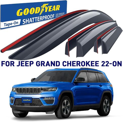 Goodyear Shatterproof Window Deflectors لجيب Grand Cherokee 2022-2025 ، حراس المطر على الشريط ، وأقنعة النوافذ ، وقناء تنحاف ، وملحقات السيارات ، 6 أجهزة كمبيوتر. - GY008897 in Saudi Arabia