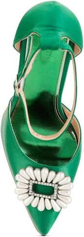 Maeissa Pearls Brooch Brooch Platform Block Clost Heel Sandals in Kuwait